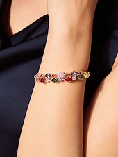 abordables Bracelet pour femme-bracelet femme en cuivre plaqué or avec zircons cubiques multicolores - bijoux élégants pour les grandes occasions