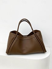 cheap Handbag &amp; Totes-Women&#039;s Elegant Brown Leather Handbag with Dual Handles for Everyday Use