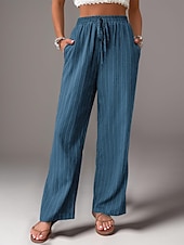 cheap Straight-Leg Pants-Women&#039;s Pants Trousers Fashion Long Plain Side Pockets Elastic Drawstring Design Breathability Comfortable Micro-elastic Casual Daily Black Blue Brown Green Spring &amp; Summer Regular Fit
