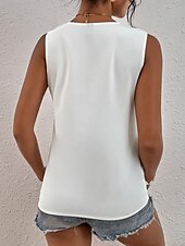 preiswerte Spitzenoberteile-Damen Weiße Elegante Spitzen Tops Loch Bluse Spitzen Top Arbeit Ausgehen Vintage Stylisch Ärmellos Romantische Petite Tops Sommer Urlaub Trag Schwarz Sommer Frühling