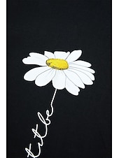 abordables Camiseta floral-Mujer Camiseta Negro Blanco Amarillo Graphic Margarita Estampado Manga Corta Diario Noche Básico Escote Redondo Regular 100% Algodón Flor S