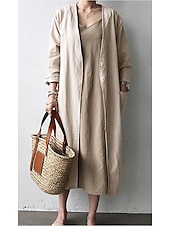 preiswerte Trenchcoats-Damen Trenchcoat B¨¹ro Tasche Feste Farbe Moderner Stil Lockere Passform Oberbekleidung Langarm Frühling Hellblau S