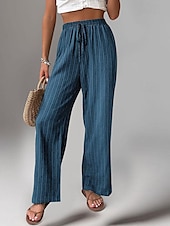 cheap Straight-Leg Pants-Women&#039;s Pants Trousers Fashion Long Plain Side Pockets Elastic Drawstring Design Breathability Comfortable Micro-elastic Casual Daily Black Blue Brown Green Spring &amp; Summer Regular Fit