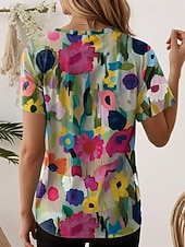 Dames T-shirt Bloemig Kleurenblok Stijlvol Casual Korte mouw Strakke ronde hals Normale tops Dagelijks Afdrukken Wit Blozend Roze blauw Groen Regenboog Zomer voordelige Bloementhee-Dames T-shirt Bloemig Kleurenblok Stijlvol Casual Korte mouw Strakke ronde hals Normale tops Dagelijks Afdrukken Wit Blozend Roze blauw Groen Regenboog Zomer
