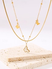 abordables Collier pour femme-élégant collier superposé avec pendentif papillon en or pour femme - parfait pour les fêtes et les tenues décontractées