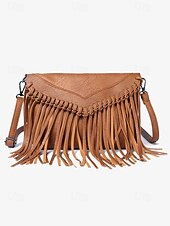 levne Tašky přes rameno-dámská hnědá třásňová crossbody kabelka s nastavitelným popruhem pro boho chic styl