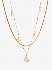 abordables Collier pour femme-élégant collier superposé avec pendentif papillon en or pour femme - parfait pour les fêtes et les tenues décontractées