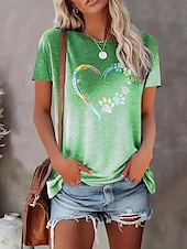 abordables T-shirt Art &amp; Design-t-shirt femme décontracté imprimé manches courtes hauts réguliers col rond quotidien rouge bleu vert gris été