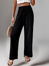cheap Straight-Leg Pants-Women&#039;s Pants Trousers Fashion Long Plain Side Pockets Elastic Drawstring Design Breathability Comfortable Micro-elastic Casual Daily Black Blue Brown Green Spring &amp; Summer Regular Fit