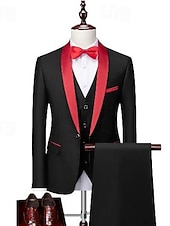 Χαμηλού Κόστους Γιορτή διακοπών-Ανδρικά Πάρτι Γάμου Σμόκιν Πάρτι Σκούρο γκρι Μαύρο Μονόχρωμο Τυπική εφαρμογή Σετ 3 τεμαχίων Μονόπετο Ενός Κουμπιού