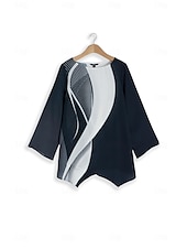 economico Animali Tops-Blusa da donna Chiffon Basic con stampa di farfalle maniche lunghe maglie regolari girocollo casual bianca grigia primavera autunno