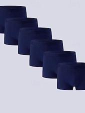 baratos Moda Íntima para Homem Confortável-Homens Pacote com 6 Cuecas boxer Roupa Íntima Boxers Algodão Respirável Tecido Preto Azul