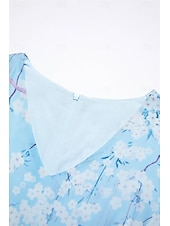 abordables Robes décontractées-Femmes Robe maxi Robe trapèze Élégant Quotidien Date Coupe régulière Fleuri Col en V Bleu Été