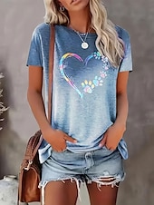 abordables T-shirt Art &amp; Design-t-shirt femme décontracté imprimé manches courtes hauts réguliers col rond quotidien rouge bleu vert gris été