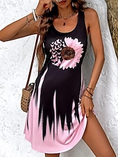billiga Blommiga klänningar-Kvinnors Miniklänning Petiter Klänning Sundress A-linjeformad Klänning Tank Klänning Avslappnad Semester Daglig Helg Lösk Passform Ombre Blommig Ärmlös Crew Neck Gul Rosa Sommar
