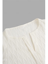 cheap Plain tee-Women&#039;s White Elegant Lace Tops Eyelet Blouse Dressy Tops Plain Regular Tops Short Sleeve Puff Sleeve V Neck Lace Regular Fit Vacation Daily Romantic Petite Tops Summer Holiday Wear Blue Purple Khaki