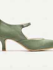 olcso 1930-as évek-női elegáns szatén mary jane sarkú cipő - kényelmes középsarkú ruhacipő állítható pánttal esküvőkre, bulikra és hivatalos rendezvényekre