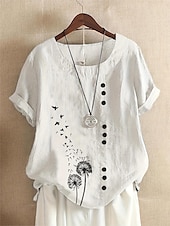 cheap White tee-Women&#039;s Plus Size T Shirt Graphic Daily Casual Short Sleeve Crew Neck Daily Print White All Seasons