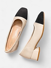 olcso Block Heels-Női Magassarkúak Iroda Munka Napi Színes Vaskosabb sarok Szögletes orrú Elegáns Szabadság Üzlet Műbőr Fém csat Mandula Fekete Bézs