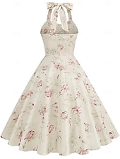 olcso Ruhák-Retró 1950-es Rockabilly Térdig érő Swing ruha Flare ruha Pánt Virágos Kockás A-vonalú Női Farsang Vakáció Alkalmi / Napi Retro témájú buli Felnőttek Ruha Tavaszi nyár