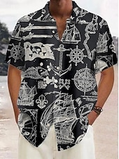 voordelige Tropische planten-Voor heren Kokosnootboom Tropische planten Overhemd Hawaiiaans overhemd Aloha-shirt Korte Mouw Overhemd Strijkijzer Tropisch Modieus Streetwear Straat Casual Dagelijks Rood Paars Bruin S M L