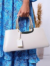 economico Borsette e borse tote-sofisticata borsa in avorio con manico intrecciato e accenti dorati: borsa di design di lusso per abiti professionali e da sera