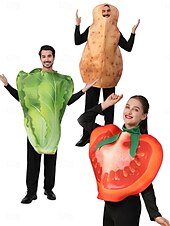 cheap Couples&#039; &amp; Group Costumes-Vegetable Tomato Potato Carnival Costume Cosplay Costume Funny Costumes Adults&#039; Men&#039;s Women&#039;s Cosplay Performance Party Halloween Carnival Masquerade Mardi Gras Easy Carnival Costume