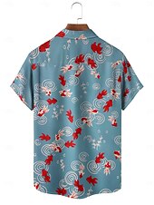 economico Stampa oceanica-Per uomo Tropicale Prodotti per pesci Camicia hawaiana Camicia Aloha Camicie stampate Maniche corte Camicia Colletto Informale Per uscire Fine settimana Beige M L XL