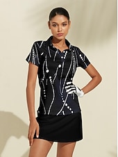  نسائي قميص بولو أزرق كم قصير حماية الشمس قمم ملابس الجولف للسيدات، ملابس ملابس