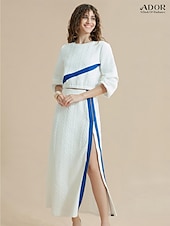 levne Women&#039;s Sets-Barevná ležérní sukně s kulatým výstřihem