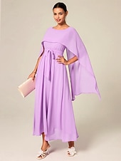 economico Abiti da festa-Per donna Abito maxi Abito a trapezio Elegante Formale Feste Ospite di nozze Vestibilità comoda Girocollo Blu ghiaccio Verde scuro Viola chiaro Estate