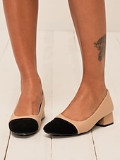 olcso Block Heels-Női Magassarkúak Iroda Munka Napi Színes Vaskosabb sarok Szögletes orrú Elegáns Szabadság Üzlet Műbőr Fém csat Mandula Fekete Bézs