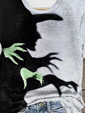 abordables Hauts d&amp;#39;Halloween-T-shirt pour femmes Halloween tee décontracté d&#039;Halloween à manches courtes violet été