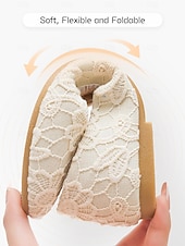 billige Mor til bruden/groom-Dame bryllup sko Valentines gaver Fest Blomstret Broderi Bryllupsleiligheter Brudesko Brudepike sko Flat hæl Rund Tå Elegant Søt Blonder Tøfler Svart Hvit Krystall