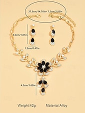 voordelige Dames ketting-elegante sieradenset met zwarte edelstenen en kristallen - goudkleurige ketting en oorbellen voor avondkleding en speciale gelegenheden