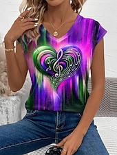 abordables Boutique Graphique Débardeurs &amp; Camis-Débardeur en camisole pour femmes vest ombre cœur élégant sans manches col en V tops réguliers impression quotidienne violet vert arc-en-ciel été