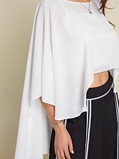 levne košile, topy a halenky-Dámské Pevná barva Víkend Bílá Nepravidelný lem 3/4 délka rukávu Elegantní Tričkový Léto Jaro &amp; podzim