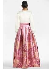 cheap FLORALS-A-Line Evening Gown High Split Dress Formal Wedding Guest Floor Length Long Sleeve V Neck Belt / Sash Satin with Floral Print Slit Wedding Guest Dress