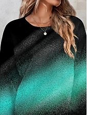 levne Umění a design vrcholy-dámská mikina pulovr polyester color block street casual sportovní basic neon &amp;amp; světlý top s kulatým výstřihem, dlouhým rukávem, mikroelastický pad &amp;amp; zimní comfrt prodyšná měkká tkanina
