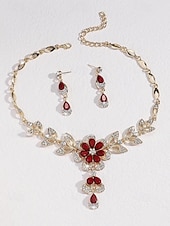 voordelige Dames ketting-elegante sieradenset met zwarte edelstenen en kristallen - goudkleurige ketting en oorbellen voor avondkleding en speciale gelegenheden