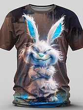 cheap Animal Print T shirts-Men&#039;s Graphic Rabbit T Shirt Short Sleeve T shirt 3D Print Crew Neck Shirt Retro Vintage Casual Street Style Sports Outdoor Holiday Going out Blue Brown Spring &amp; Summer Clothing Apparel S M L XL 2XL