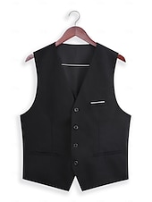 cheap Formal Suits-Black White Burgundy Men&#039;s Wedding Party/Evening Suits Solid Colored 3 Piece Formal Standard Fit Single Breasted One-button