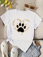 abordables T-shirt Animaux-T-shirt femme 100% coton quotidien stylé décontracté manches courtes blanc été