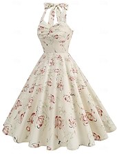 olcso Ruhák-Retró 1950-es Rockabilly Térdig érő Swing ruha Flare ruha Pánt Virágos Kockás A-vonalú Női Farsang Vakáció Alkalmi / Napi Retro témájú buli Felnőttek Ruha Tavaszi nyár