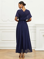 abordables Robes de vacances-Robe Trapèze Femme Robe mi-longue Ruché Ceinturé robe demoiselle d honneur Soirée Cocktail Elégant Grande occasion Une Epaule Sans Manches Ample bleu marine S M L XL 2XL