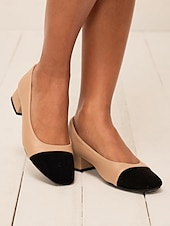 olcso Block Heels-Női Magassarkúak Iroda Munka Napi Színes Vaskosabb sarok Szögletes orrú Elegáns Szabadság Üzlet Műbőr Fém csat Mandula Fekete Bézs