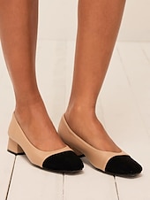 olcso Block Heels-Női Magassarkúak Iroda Munka Napi Színes Vaskosabb sarok Szögletes orrú Elegáns Szabadság Üzlet Műbőr Fém csat Mandula Fekete Bézs