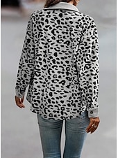 billiga Skjorta jackor-Dam Kappa Utomhus Gata Dagligen Vår Höst Normal Täcka Normal Vindtät Andningsfunktion Stylish Ledigt Gatustil Jacka Långärmad Leopard Mönster Armégrön Grön Aprikos