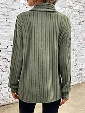 cheap Cardigans &amp; Outerwears-Women&#039;s Cardigan Coat Daily Solid Color Ribbed Open Front Knitted Long Sleeve Regular Tops Knit Daily Blue Purple Spring Fall