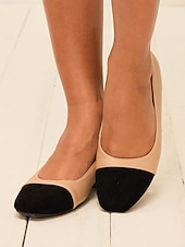 olcso Block Heels-Női Magassarkúak Iroda Munka Napi Színes Vaskosabb sarok Szögletes orrú Elegáns Szabadság Üzlet Műbőr Fém csat Mandula Fekete Bézs